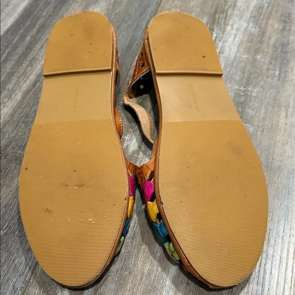 Women’s Mexican Huaraches Shoes Leather Loafer Brown size 8